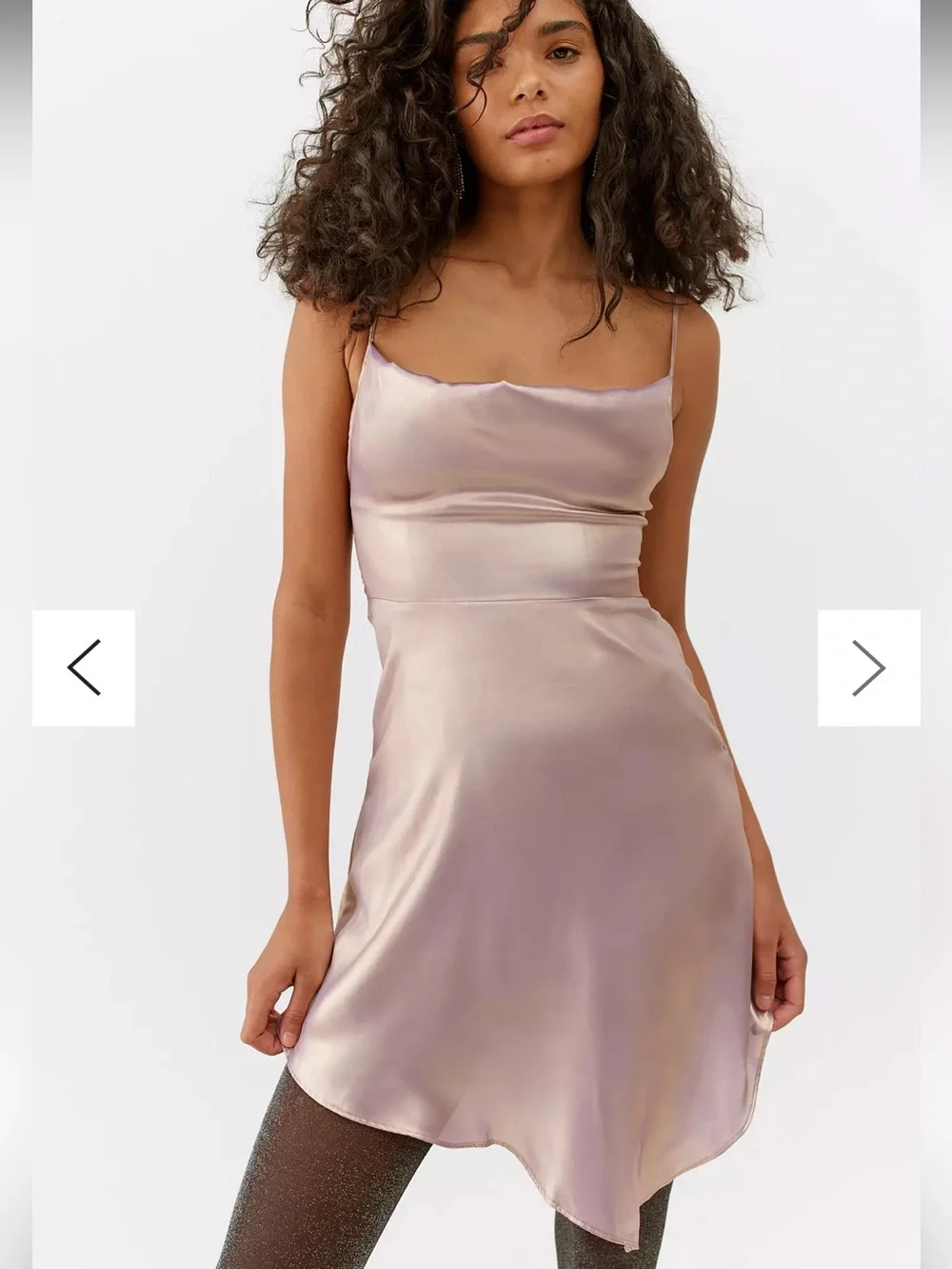 Urban Outfitters Mallory Metallic Asymmetrical Slip Dress - Picture 2 of 10